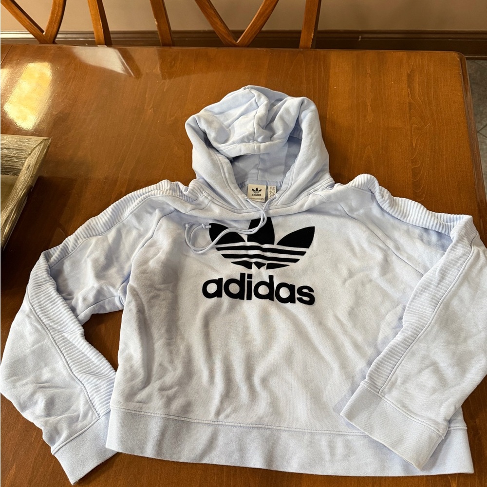 Adidas Sky Blue Hoodie with Black Logo